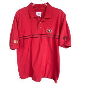 NFL San Francisco 49er Polo Shirt Mens Large Red‎ Embroidered Logo Short Sleeve